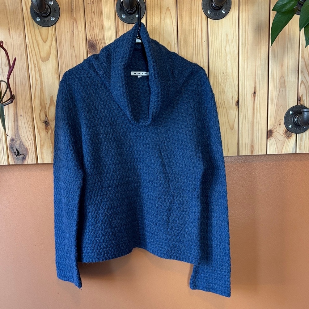 Amitié Blue Cowl Neck Mohair Sweater